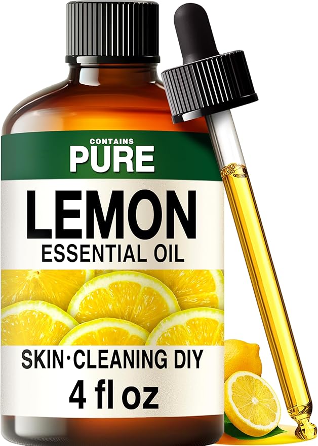 100% Pure Lemon Oil - 4 Fl Oz Lemon Essential Oil for Hair, Skin, Diffuser, Aromatherapy & DIY Soap Making Scent