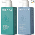 Medix 5.5 Exfoliating AHA Glycolic Acid Face & Body Wash Cleanser + Collagen Moisturizing Body Cream Lotion Skin Care 2PC Set | Alpha Hydroxy Acid & Lactic Acid Foaming Body Wash & Face Wash, 2-PC