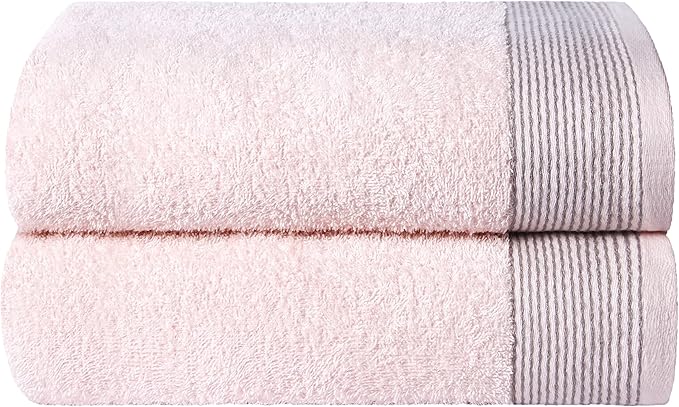 Belizzi Home Ultra Soft 2 Pack Oversized Bath Towel Set 28x55 inches, 100% Cotton Large Bath Towels, Ultra Absorbant Compact Quickdry & Lightweight Towel, Ideal for Gym Travel Camp Pool - Pink