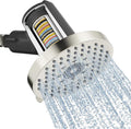 SR SUN RISE Filtered Shower Head - High Pressure Rain Shower Head with 20-Stage Filter,6 Spray Modes for Hard Water Softener, Remove Chlorine & Heavy Metals (Brushed Nickel, 5.6 Inch Round)