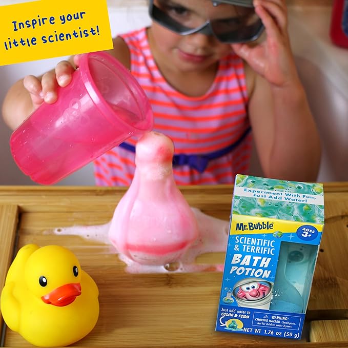Mr. Bubble The Original Kids Bath Bomb Potions, Colorful Fizzy Fun, Cool Foam and Bubble Science Beaker for the Bath (Pack of 2)