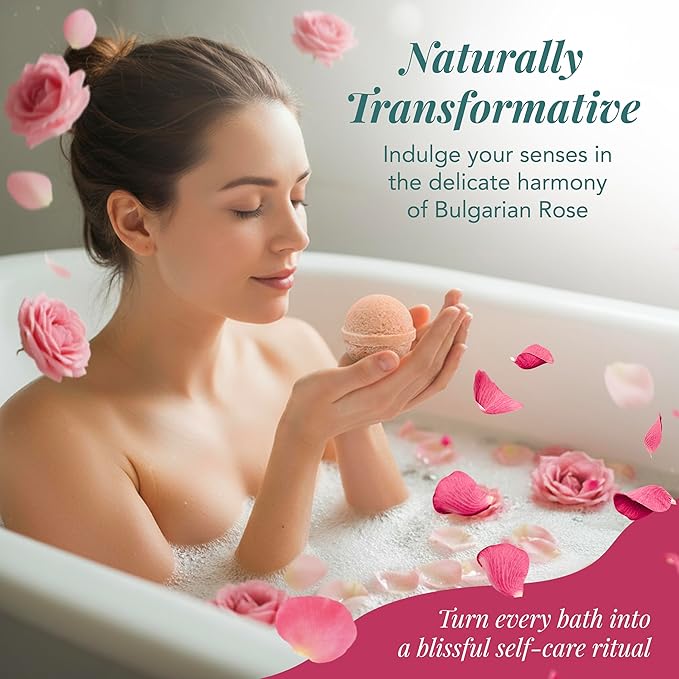 Saavy Naturals Bath Bombs – Relaxing Foaming Fizz Bubbles, Organic Bath Bombs for Women and Kids with Jojoba Oil - Gentle for Sensitive Skin - Made in USA - Bulgarian Rose (1 Pack) - 12 oz