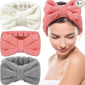 3 Pieces Towel Headbands for Women Makeup Headband for Washing Face Makeup Spa Headband, Microfiber Bowtie Shower Headband for Women (Light Coral, Grey, White)