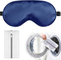 Silk Sleep Mask for Sleeping, Blackout Eye Mask with Adjustable Strap, Lightweight & Comfortable Blindfold for Women & Men, Includes Protective Laundry Bag for Eye Cover(Blue)
