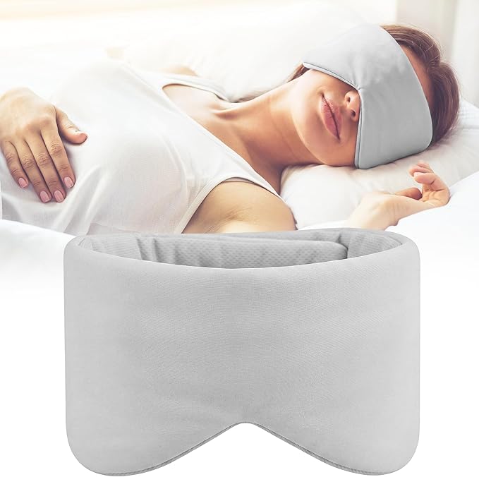 Silk Sleep Mask for Side Sleepers - Mulberry Silk Ultra Soft Light Blocking Eye Covers for Sleeping, Comfortable Eye Cover for Night Sleep Travel Airplane Home Sleepover Gift (Gray)