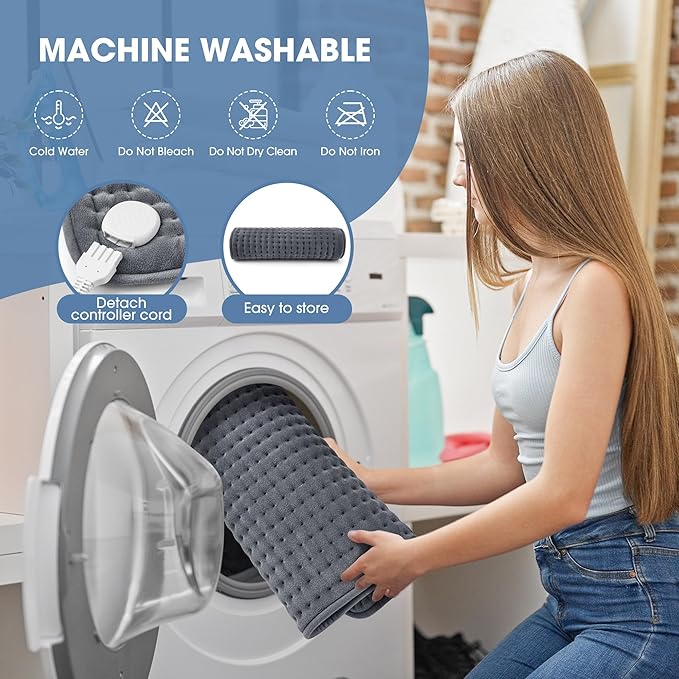 FluffyWarmth Electric Heating Pad for Back, Extra Large 17''x 33'' XXXL for Full Body,Menstrual Period Cramps,Neck Shoulder Back Pain Relief, 6 Heat Settings 4 Timers Heating Pad, Gifts for Women Men