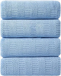 Ycosy 4 Pack Extra Large Microfiber Bath Towels Set,35x70 inches,600GSM,Less Lint Highly Absorbent Super Soft & Quick Dry,Oversized Bath Towels,Perfect for Bathroom Gym Pool,Blue