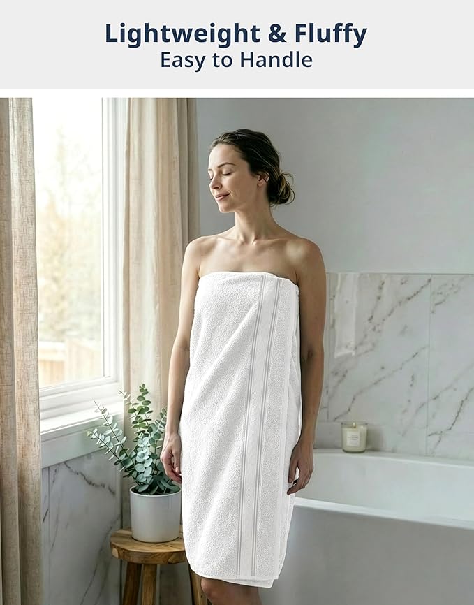 LANE LINEN Towel Set of 18 – Premium 100% Cotton, Zero Twist, 6 Large Bath Towel, 6 Hand Towels & 6 Wash Cloths, Quick Dry & Long-Lasting, Perfect for Family Bathrooms, Easy Care – White Towels
