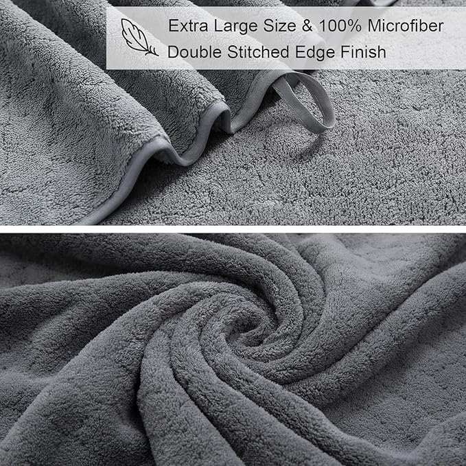 Ycosy Gray Bath Towels Set 35x70 Inches - Luxury 600 GSM Oversized Bath Sheet Towel,Extra Large Microfiber - Quick Dry,Highly Absorbent,Super Soft Shower Towels Spa Hotel Bathroom Towel Set (4-Pack)