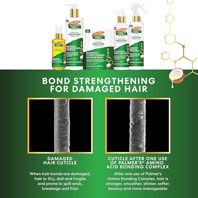 Palmer's Amino Bonding Complex Hair Mask, Intense Conditioning Masque Pack with Coconut Oil & Vitamin E, Heat Protectant, Anti Frizz, Adds Shine, Protects Hair Growth, All Hair Types, 2.1 oz packette