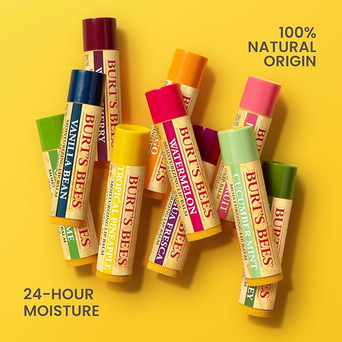 Burt's Bees Mothers Day Gifts, Lip Balm - Strawberry, Lip Moisturizer With Responsibly Sourced Beeswax, Tint-Free, Natural Origin Conditioning Treatment, 2 Tubes, 0.15 oz.