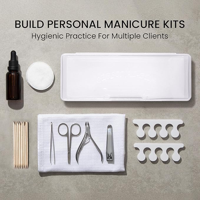 Beauticom Personal Box Storage Case for Professional Manicurist Nails Pedicure (Large Size) (40 Pieces, FROSTED)