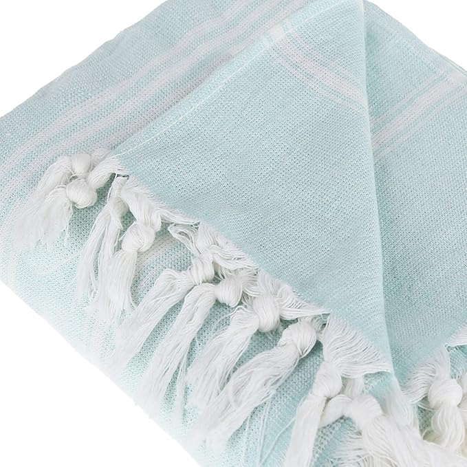 Beach Towel | Cotton Beach Towels, Easy to Carry, Sand Free, Highly Absorbent, Quick Dry, Turkish Towels for Travel Camping Bath Sauna Beach Gym Fitness Pool Yoga SPA by Lahammam, Asena, Aqua