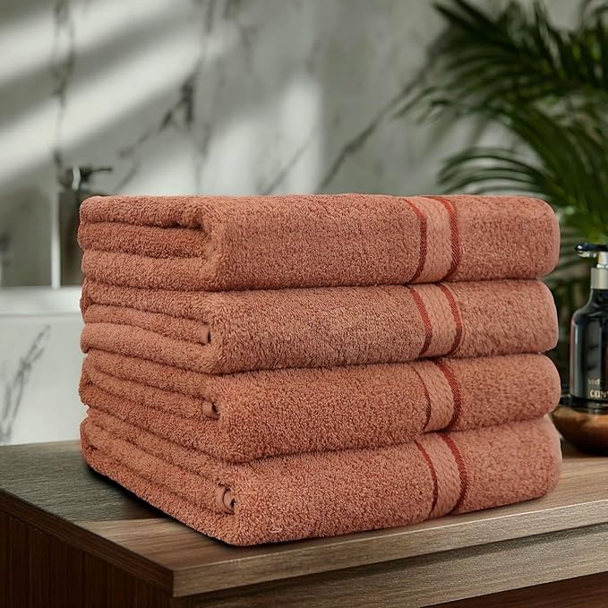 COTTON CRAFT Ultra Soft Bath Towels - 100% Cotton 4-Pack Plush Absorbent 580 GSM Luxury Bath Towels – Quick Dry Durable Machine Washable Oversized Towels for Bathroom Spa Gym – Mocha