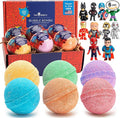 Superhero Bath Bombs for Kids with Surprise Toys Inside (6 Pack) - Large Bubble Bomb Fizzies for Boys, Girls, & Toddlers - Boys Easter Basket Stuffers and Gift, Fruity Scents, USA Made by Two Sisters