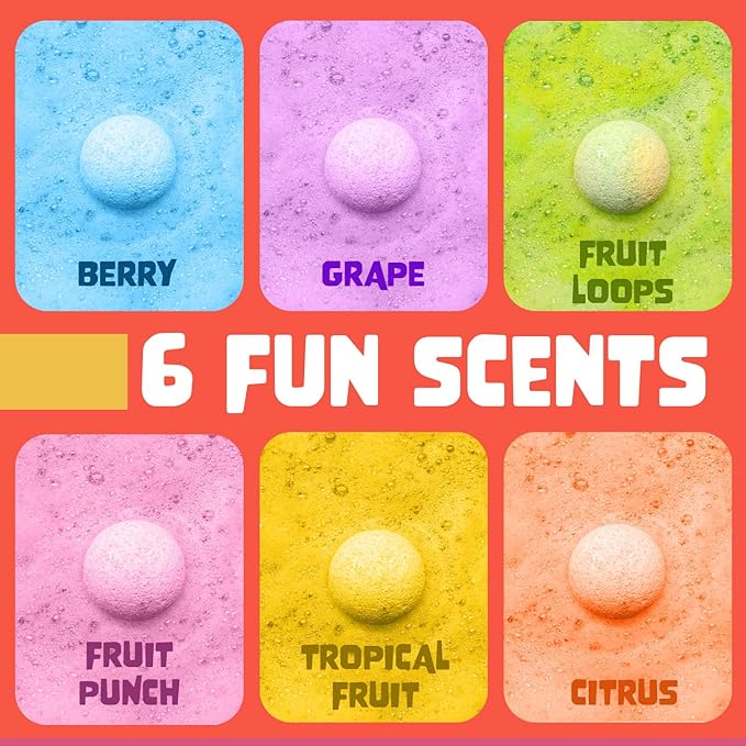 Superhero Bath Bombs for Kids with Surprise Toys Inside (6 Pack) - Large Bubble Bomb Fizzies for Boys, Girls, & Toddlers - Boys Easter Basket Stuffers and Gift, Fruity Scents, USA Made by Two Sisters