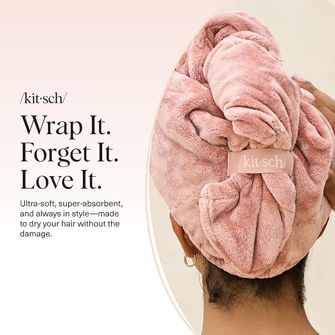 Kitsch Plush Microfiber Hair Towel Wrap for Women – Ultra Absorbent Microfiber Bath Towels for Wet, Curly, Long or Short Hair – Anti-Frizz Hair Wrap, Great Hair Care Gifts for Women
