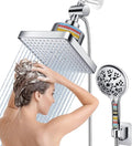 Dual Filtered Rain Shower Head Combo, High Pressure 10 Modes Handheld Shower Head Built in Water Filtration, 6 inch Rainfall Shower Head with Filter for Hard Water