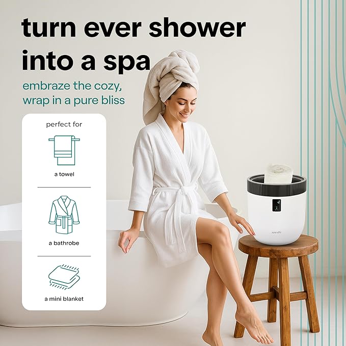 Serenelife Counter Towel Warmer, Luxury Towel Warmer Bucket, Towel Warmer for Bathroom, Auto Shut Off, Fits Oversized Towels, Bathrobes, Blankets, PJ's and More