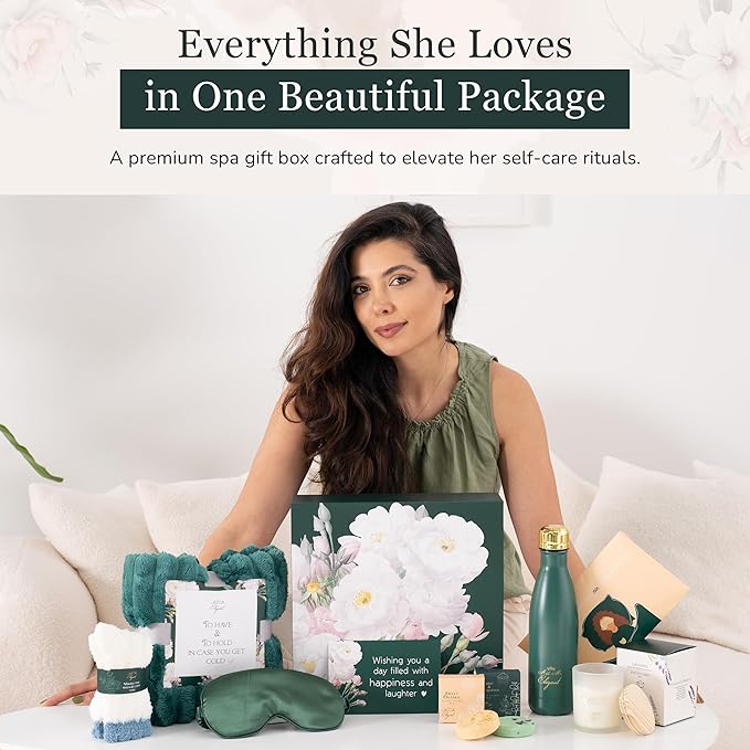 MAKE ME ELEGANT Spa Gift Baskets for Women, Luxury Self Care Package Happy Birthday, Mothers Day Gifts Box, Unique Designs Satisfying Gift Cards for Womens, Express Elegance and Aristocratic Charm