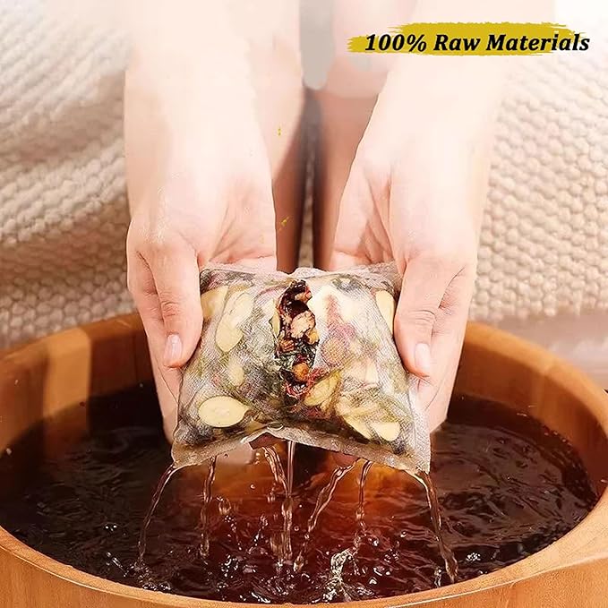 30 Pcs Body Herbal Detox Foot Soak To Remove Toxins,Lymphatic Drainage Ginger Foot Detoxing Soak for Relieve Fatigue Dispel Cold and Remove Dampness 艾草泡脚足浴包