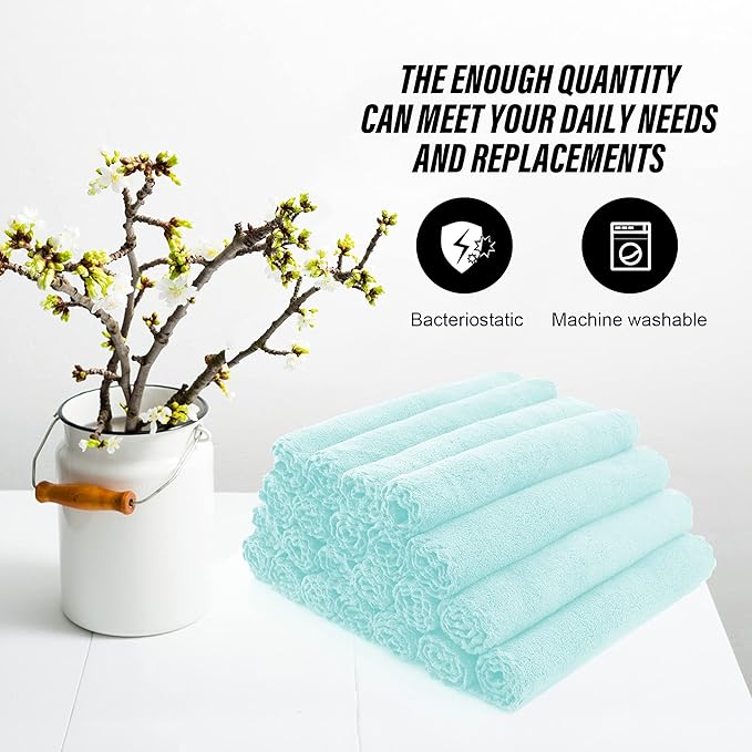 MOONQUEEN Ultra Soft Premium Washcloths Set - 12 x 12 inches - 72 Pack - Quick Drying - Highly Absorbent Coral Velvet Bathroom Wash Clothes (Frozen Blue)