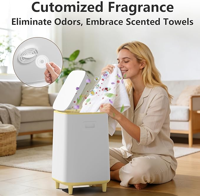 22L Towel Warmer for Bathroom – Fast Heating Blanket Warmer, Fits Two 40" x 70" Oversized Towels, Blankets & Bathrobes, Auto Shut-Off, Adjustable Timer, Portable Towel Warmer Bucket - Yellow