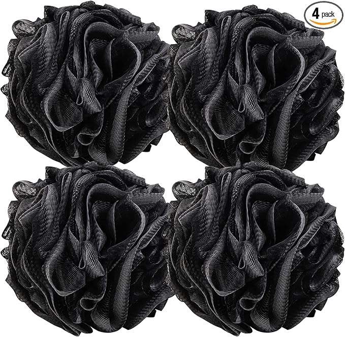 BTYMS 4 Pieces Large Loofah Sponge Shower Puff Bath Scrunchie 75g/pc Shower Sponge Body Loofahs Pouf Mesh Pouf for Body