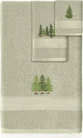 3 Pcs Rustic Pine Trees Bathroom Towel Set Farmhouse Embroidered Pine Trees Towels Vintage Decorative 100% Cotton Bath Towel Highly Absorbent Elegant Summer Decor Set for Bathroom