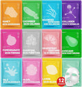 KONEUK 12 Pack Collagen Hydrating Face Masks Skincare, Sheet Face Mask for All Skin Types, Facial Masks Set for Women Skin Care, Face Mask Bulk Spa Gifts for Women