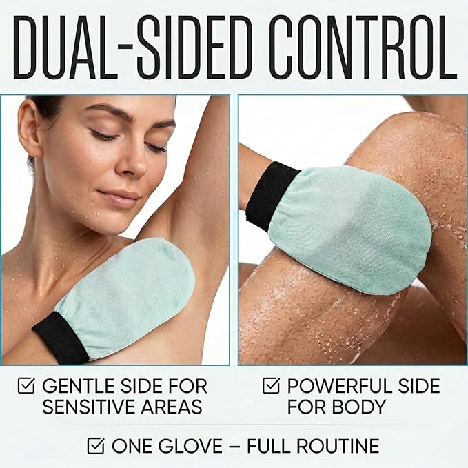 Korean Exfoliating Glove for Shower – Deep Body Scrubber & Face Exfoliator – Shower Gloves – Tan Remover Washcloth, Smooth Skin & Body Exfoliating Mitt – Loofah Wash Cloth Alternative (Pack of 2)