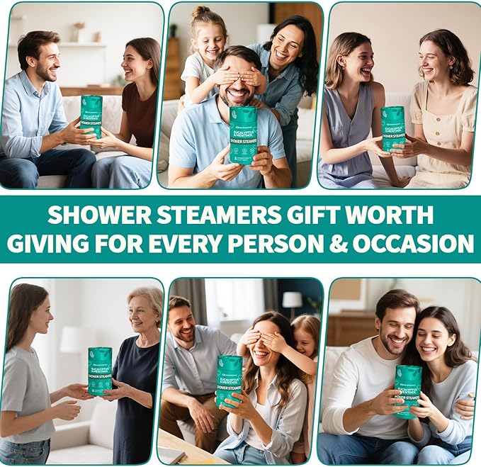 Shower Steamers Aromatherapy, Basket Set for Mothers Day Gifts for Mom, 8 Pack Teacher Appreciation Gifts for Women Men, Organic Eucalyptus & Menthol Essential Oil, Spa Relaxing Purple Gifts for Wife