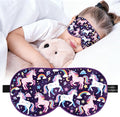 Silk Kids Sleep Mask: 100% Mulberry Silk Eye Mask, Sleeping Masks with Adjustable Strap, Soft & Light-Blocking Printed Kid Eye Cover for Boys Girls Teens Aged 5-15 (Horse Theme)