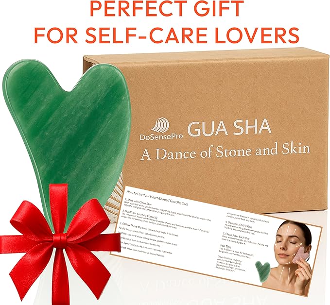 Jade Gua Sha Facial Tool - 100% Natural Xiuyan Jade Authentic Stone for Face Sculpting, Puffiness Relief, Lymphatic Drainage & Skin Glow