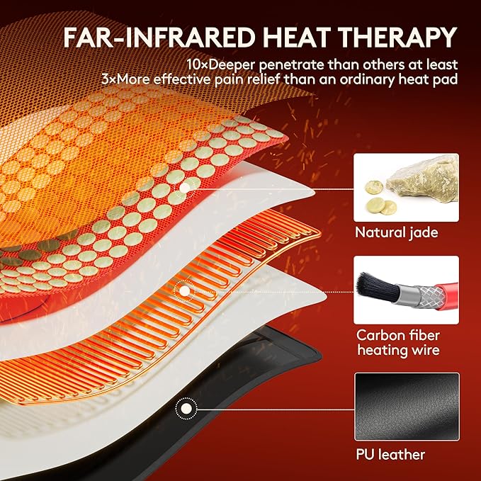 UTK Far Infrared Heating Pad for Back, 5X Deeper Pain Relief for Full Back, Thigh, Hip, Muscle, Hotter to 159℉, Weighted Electric Mat with Jade Tourmaline Stones, 22" x 39" Extra-Large Size