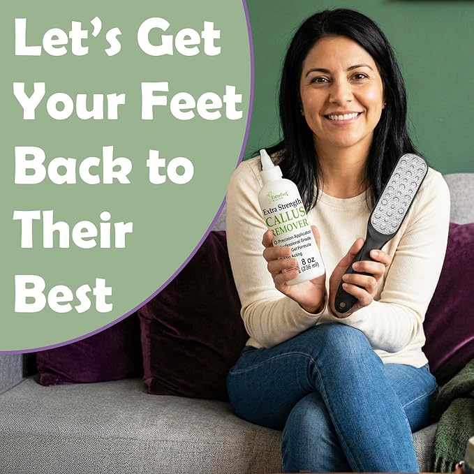 Callus Remover Gel & Double-Sided Foot File: 8 oz Extra Strength Callus Remover for Feet, Foot Callus Remover Care, Pedicure Tools Supplies, Spa Kit, Dead Skin Scrubber