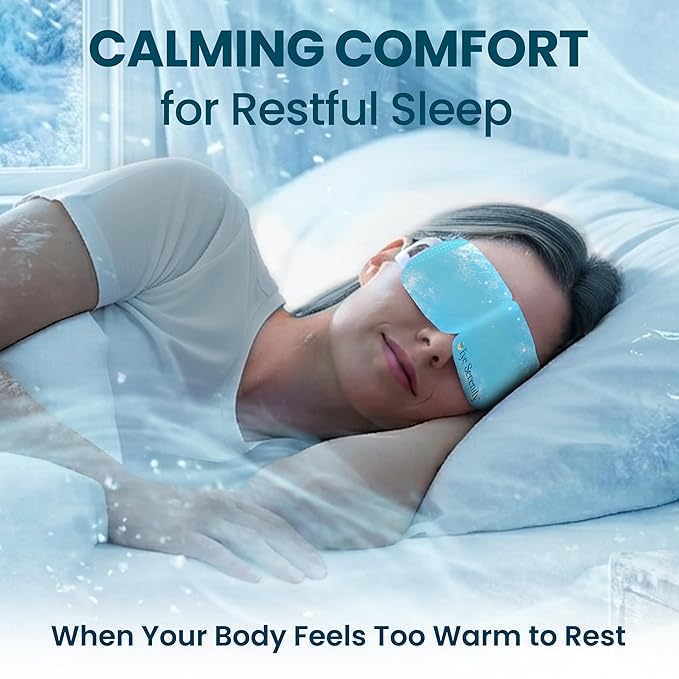 Eye Serenity CHILL Self Cooling Eye Mask for Sleeping, Cooling Eye Patches for Dark Circles and Puffy Eyes, Cold Compress, Mothers Day Gifts, Spa Relaxation and Self-care Gifts for Women & Men