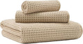 MICROFI Microfiber Waffle Bath Towels, 3 Pieces, Oversized, Soft, Absorbent, Fast Drying, Lint Free, Includes Bath, Face and Hand Towels 430 GSM