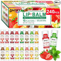 DMSKY 240 Pack Lip Balm, Natural Lip Balm Bulk with Vitamin E and Coconut Oil, Christmas Stocking Stuffers, Christmas Gifts for Women Girls-12 Flavors
