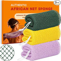 African Net Sponge Authentic, 3 Pieces African Exfoliating Net Sponge Body Back Scrubber Exfoliating Washcloth for Shower Bath for All Types (Olive Green+Yellow+Light Purple, 3 Pcs)