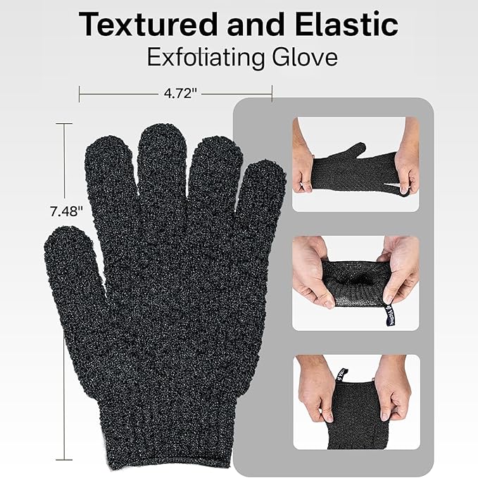 Yiclick Heavy Exfoliating Gloves, Exfoliating Body Scrubber for Bath Shower Exfoliation, Body Scrub Exfoliator for Dead Skin Remover, Exfoliate Sponge Loofah Washcloth Mitt Men Women