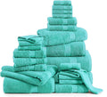 LANE LINEN 24 PCs 100% Cotton Bath Towels Set - Quick Dry, Ultra Soft & Ultra Absorbent - 4 Bath, 4 Fingertip, 6 Hand Towels, 8 Washcloths, 2 Bath Sheets - Home & Guest Bathroom Towels - Teal