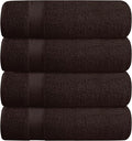 BELZZI Home Ultra Soft 4 Pack Oversized Bath Towel Set 27x54, Cotton Compact Bath Towels, Highly Absorbant Eco-Friendly Quickdry & Lightweight Towel, Ideal for Gym Travel Camp Pool - Chocolate Brown