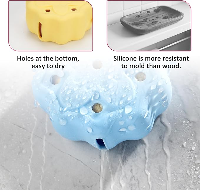 Silicone Shower Steamer Holder/Tray, Hangable&Durable Shower Steamer Hanger, Long Lasting Bath Bombs Holder, Aromatherapy Diffuser Containers, Bathroom Accessory for Decor, Blue