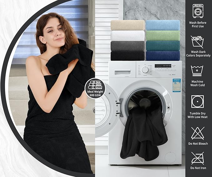 Black Hand Towels Set 2 Pack-16“x31”,Ultra Soft Microfibers Bathroom Towel Set Highly Absorbent Quick Dry Luxury Premium Towel Lightweight Durable Hand Towel Collection for Hotel Spa Gym Kitchen