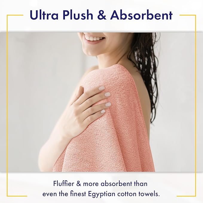 Alusa Home Ultra Soft & Plush Viscose from Bamboo Bath Sheets - 700 GSM Pack of 2 - Extra Large 70x35 in - Super Absorbent & Quick Drying (Blush Pink)
