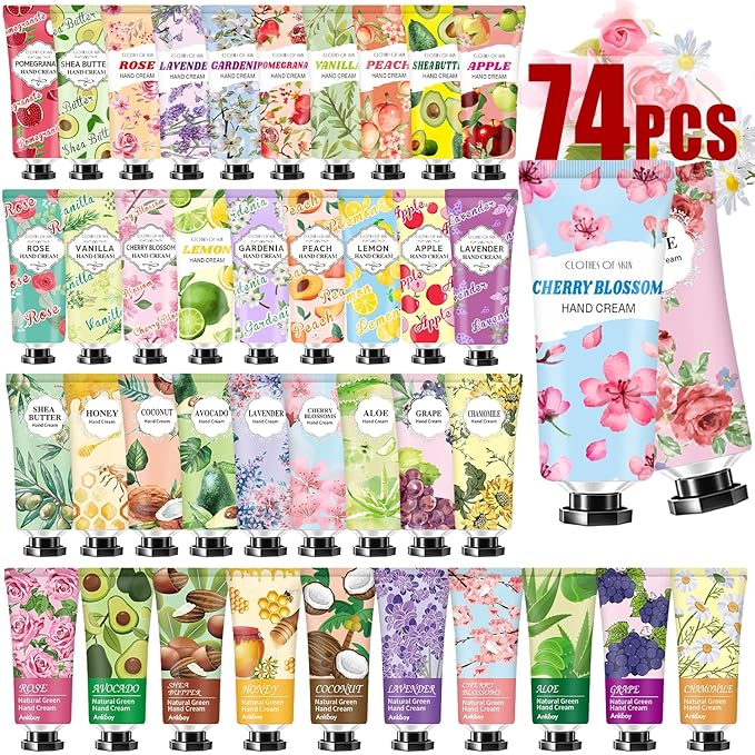 74 Pack Hand Cream Gifts Set Stocking Stuffers for Adults Women,Teacher Appreciation Gifts,Hand Lotion Travel Size in Bulk for Dry Hands,Thank You Gifts,Stocking Stuffers for Adults,Appreciation Gifts