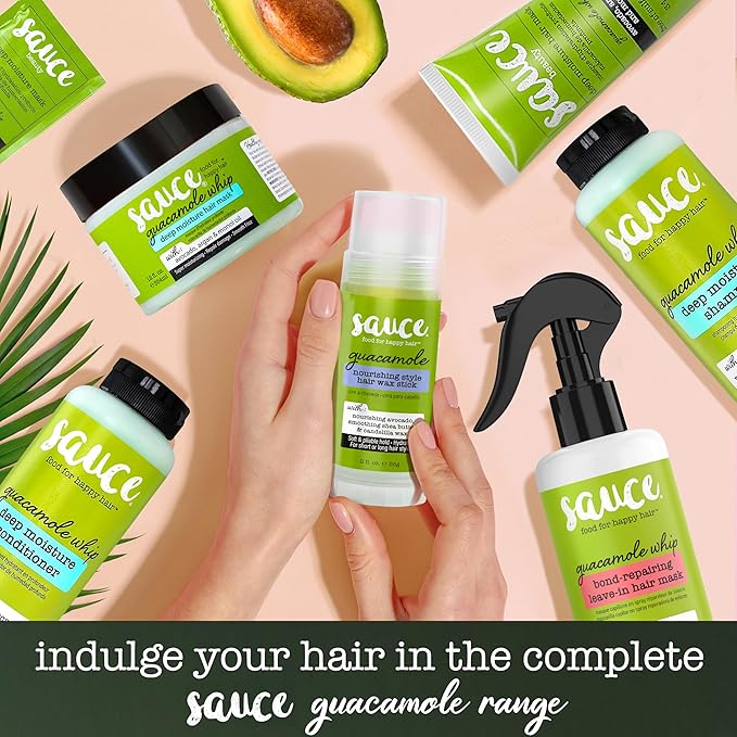 SAUCE BEAUTY Guacamole Whip Hair Mask - Deep Conditioning Hair Mask for All Hair Types w/Avocado, Honey & Argan Oil - 12 Fl Oz Hair Mask for Dry, Damaged & Frizzy Hair (Guacamole)