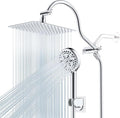 Hibbent All Metal CUPC Certified Shower Head, 10'' High Pressure Rainfall Shower Head, Handheld Showerhead Combo, 12'' Adjustable Extension Arm, 10 Sprays, 71'' Shower Hose, Showerhead Holder, Chrome