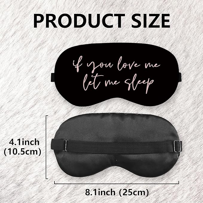 Let Me Sleep Silk Eye Mask for Sleeping,Funny Sleep Mask, Black Pink Couple Blindfold Adjustable Strap Night Sleep Mask for Women Girls, Airplane Travel Nap, Pink Love Me Sleeping Mask Eye Cover